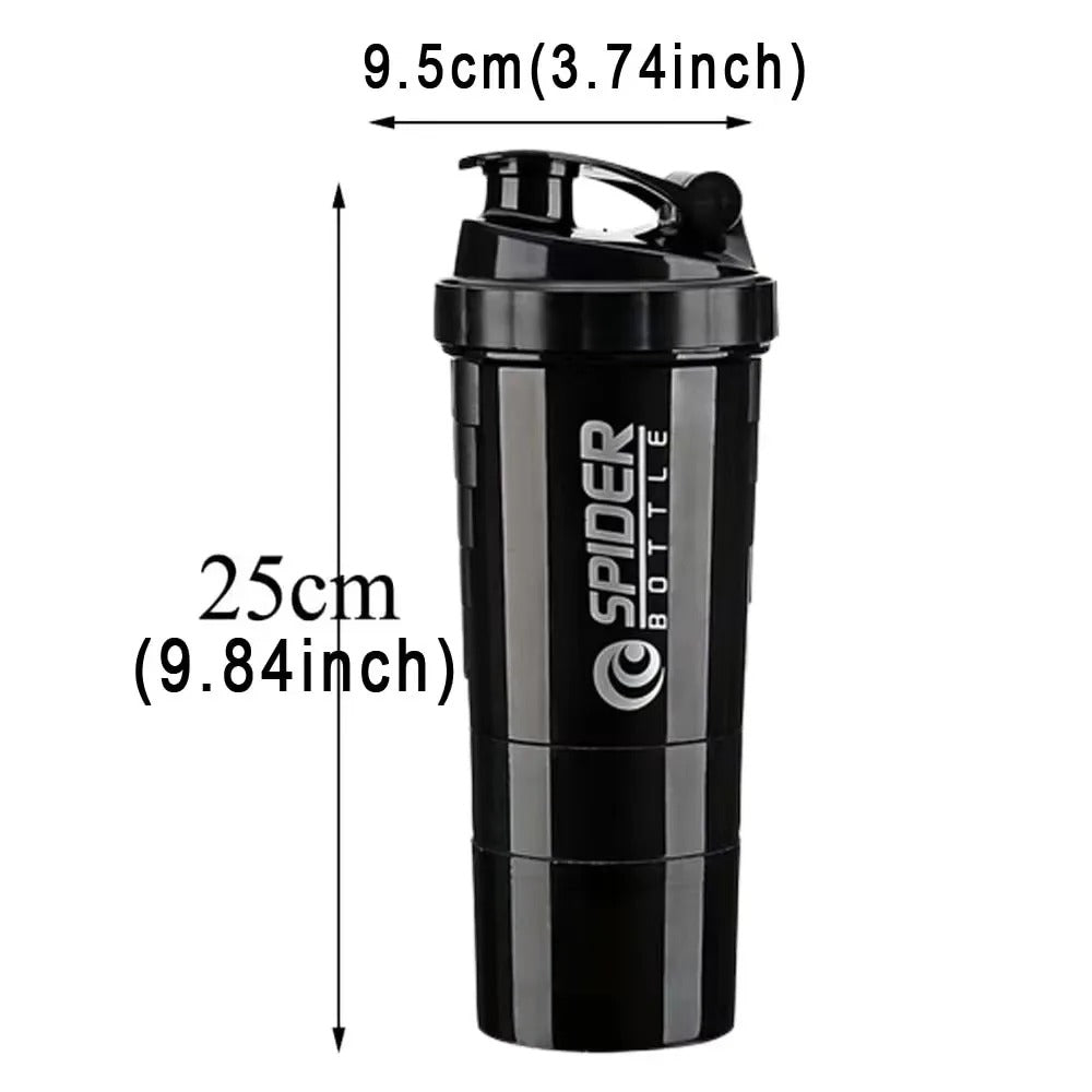 3 Layer Sports Mixer Protein Shaker Water Bottles  550ML